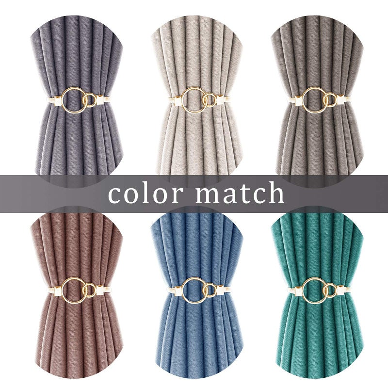 LLPMutu 4Pack Aluminum Alloy Spring Design Curtain Ties - Gold Ring Holdbacks - Image 3